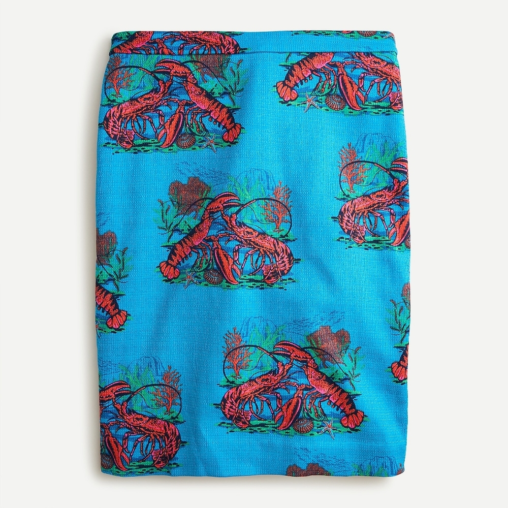 J. Crew No. 2 lobster print pencil skirt